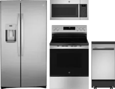 4 Piece Package Includes Refrigerator, Range, Microwave And Dishwasher