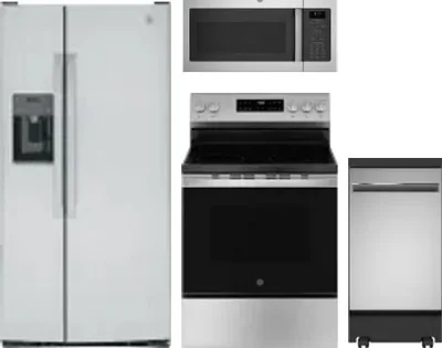 4 Piece Package Includes Refrigerator, Range, Microwave And Dishwasher