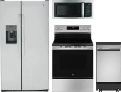 4 Piece Package Includes Refrigerator, Range, Microwave And Dishwasher