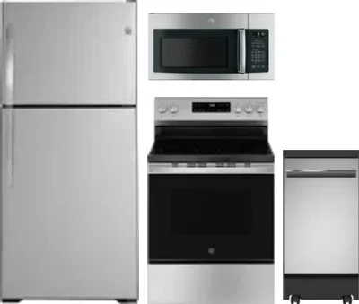 4 Piece Package Includes Refrigerator, Range, Microwave And Dishwasher