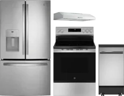 4 Piece Package Includes Refrigerator, Range, Hood And Dishwasher