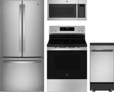 4 Piece Package Includes Refrigerator, Range, Microwave And Dishwasher