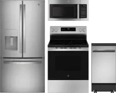 4 Piece Package Includes Refrigerator, Range, Microwave And Dishwasher