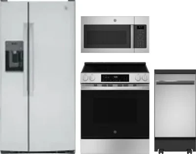 4 Piece Package Includes Refrigerator, Range, Microwave And Dishwasher