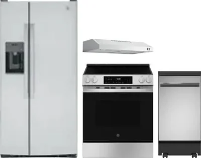 4 Piece Package Includes Refrigerator, Range, Hood And Dishwasher