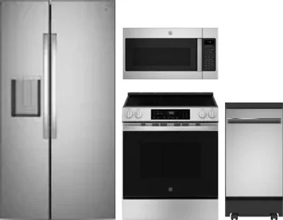4 Piece Package Includes Refrigerator, Range, Microwave And Dishwasher