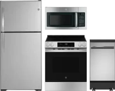 4 Piece Package Includes Refrigerator, Range, Microwave And Dishwasher