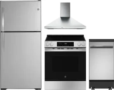 4 Piece Package Includes Refrigerator, Range, Hood And Dishwasher