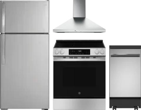 4 Piece Package Includes Refrigerator, Range, Hood And Dishwasher