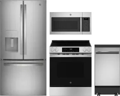 4 Piece Package Includes Refrigerator, Range, Microwave And Dishwasher
