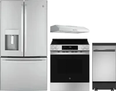 4 Piece Package Includes Refrigerator, Range, Hood And Dishwasher