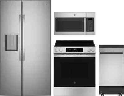 4 Piece Package Includes Refrigerator, Range, Microwave And Dishwasher
