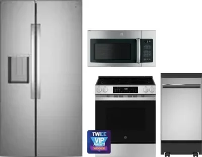 4 Piece Package Includes Refrigerator, Range, Microwave And Dishwasher