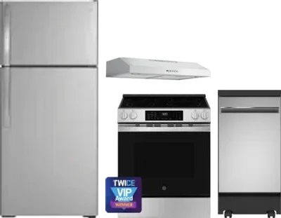 4 Piece Package Includes Refrigerator, Range, Hood And Dishwasher