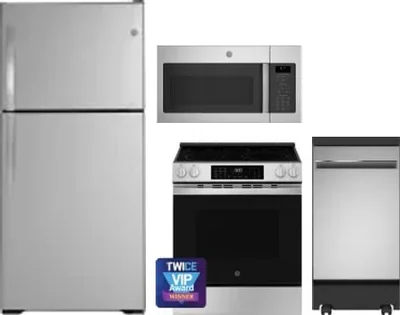 4 Piece Package Includes Refrigerator, Range, Microwave And Dishwasher