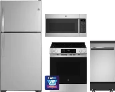 4 Piece Package Includes Refrigerator, Range, Microwave And Dishwasher