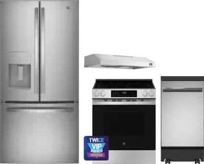 4 Piece Package Includes Refrigerator, Range, Hood And Dishwasher
