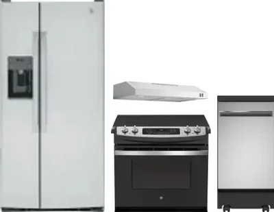 4 Piece Package Includes Refrigerator, Range, Hood And Dishwasher