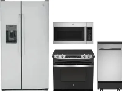 4 Piece Package Includes Refrigerator, Range, Microwave And Dishwasher