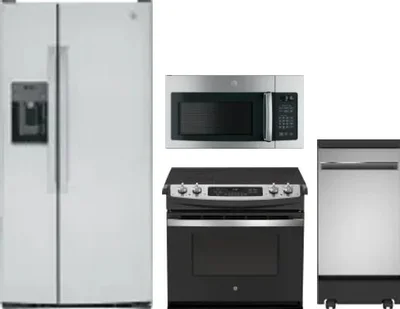 4 Piece Package Includes Refrigerator, Range, Microwave And Dishwasher