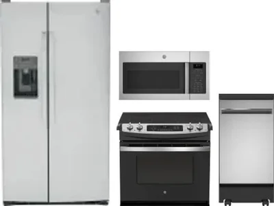 4 Piece Package Includes Refrigerator, Range, Microwave And Dishwasher