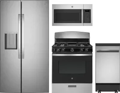 4 Piece Package Includes Refrigerator, Range, Microwave And Dishwasher
