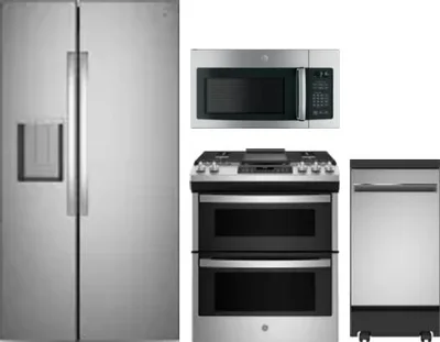 4 Piece Package Includes Refrigerator, Range, Microwave And Dishwasher