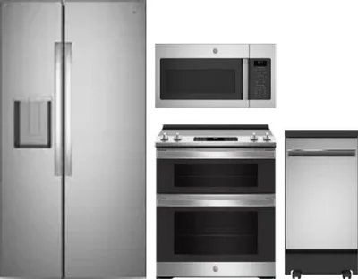4 Piece Package Includes Refrigerator, Range, Microwave And Dishwasher
