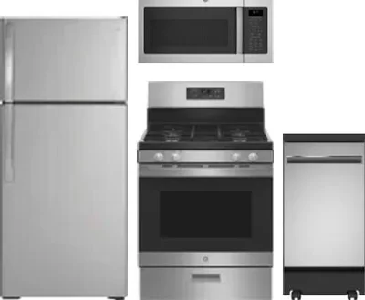 4 Piece Package Includes Refrigerator, Range, Microwave And Dishwasher