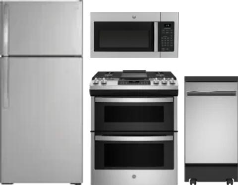 4 Piece Package Includes Refrigerator, Range, Microwave And Dishwasher
