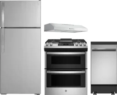 4 Piece Package Includes Refrigerator, Range, Hood And Dishwasher