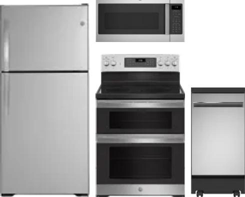 4 Piece Package Includes Refrigerator, Range, Microwave And Dishwasher