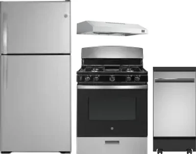 4 Piece Package Includes Refrigerator, Range, Hood And Dishwasher