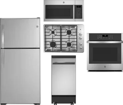 5 Piece Package Includes Refrigerator, Cooktop, Wall Oven, Microwave And Dishwasher