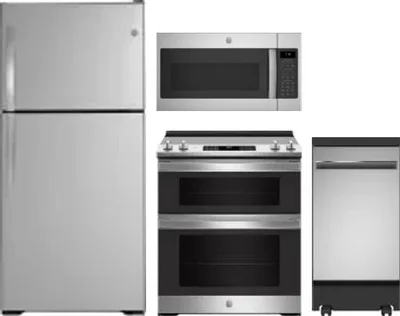 4 Piece Package Includes Refrigerator, Range, Microwave And Dishwasher