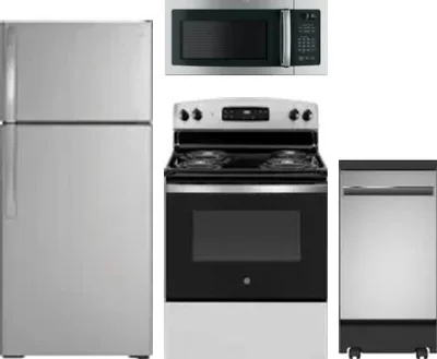 4 Piece Package Includes Refrigerator, Range, Microwave And Dishwasher