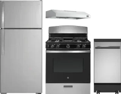 4 Piece Package Includes Refrigerator, Range, Hood And Dishwasher