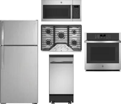5 Piece Package Includes Refrigerator, Cooktop, Wall Oven, Microwave And Dishwasher