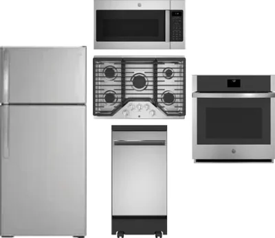 5 Piece Package Includes Refrigerator, Cooktop, Wall Oven, Microwave And Dishwasher