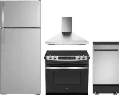 4 Piece Package Includes Refrigerator, Range, Hood And Dishwasher