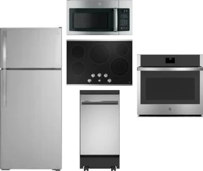 5 Piece Package Includes Refrigerator, Cooktop, Wall Oven, Microwave And Dishwasher