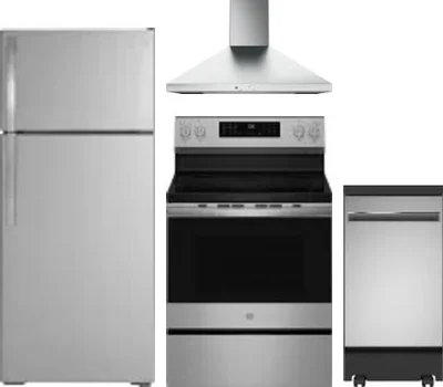 4 Piece Package Includes Refrigerator, Range, Hood And Dishwasher