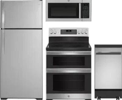 4 Piece Package Includes Refrigerator, Range, Microwave And Dishwasher