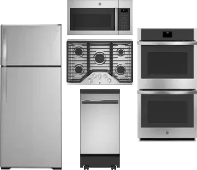 5 Piece Package Includes Refrigerator, Cooktop, Wall Oven, Microwave And Dishwasher