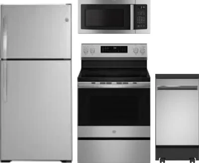 4 Piece Package Includes Refrigerator, Range, Microwave And Dishwasher