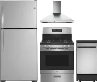 4 Piece Package Includes Refrigerator, Range, Hood And Dishwasher