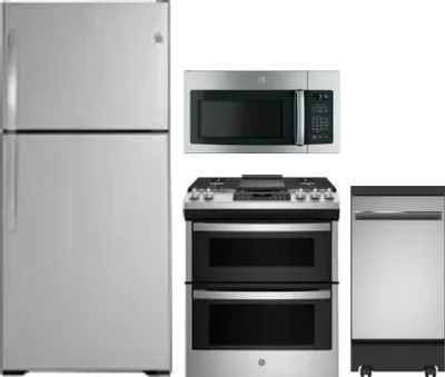 4 Piece Package Includes Refrigerator, Range, Microwave And Dishwasher