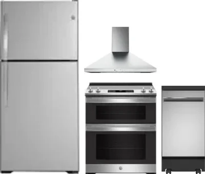 4 Piece Package Includes Refrigerator, Range, Hood And Dishwasher