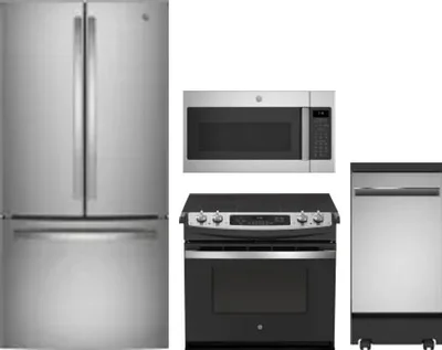 4 Piece Package Includes Refrigerator, Range, Microwave And Dishwasher