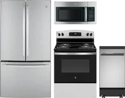 4 Piece Package Includes Refrigerator, Range, Microwave And Dishwasher